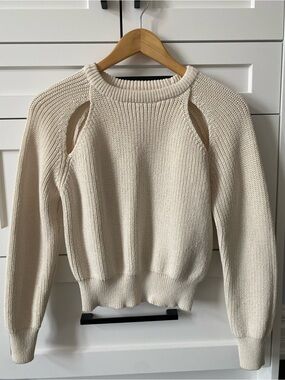 Classic Cream Cutout Shoulder Sweater - Kids Knit Pullover